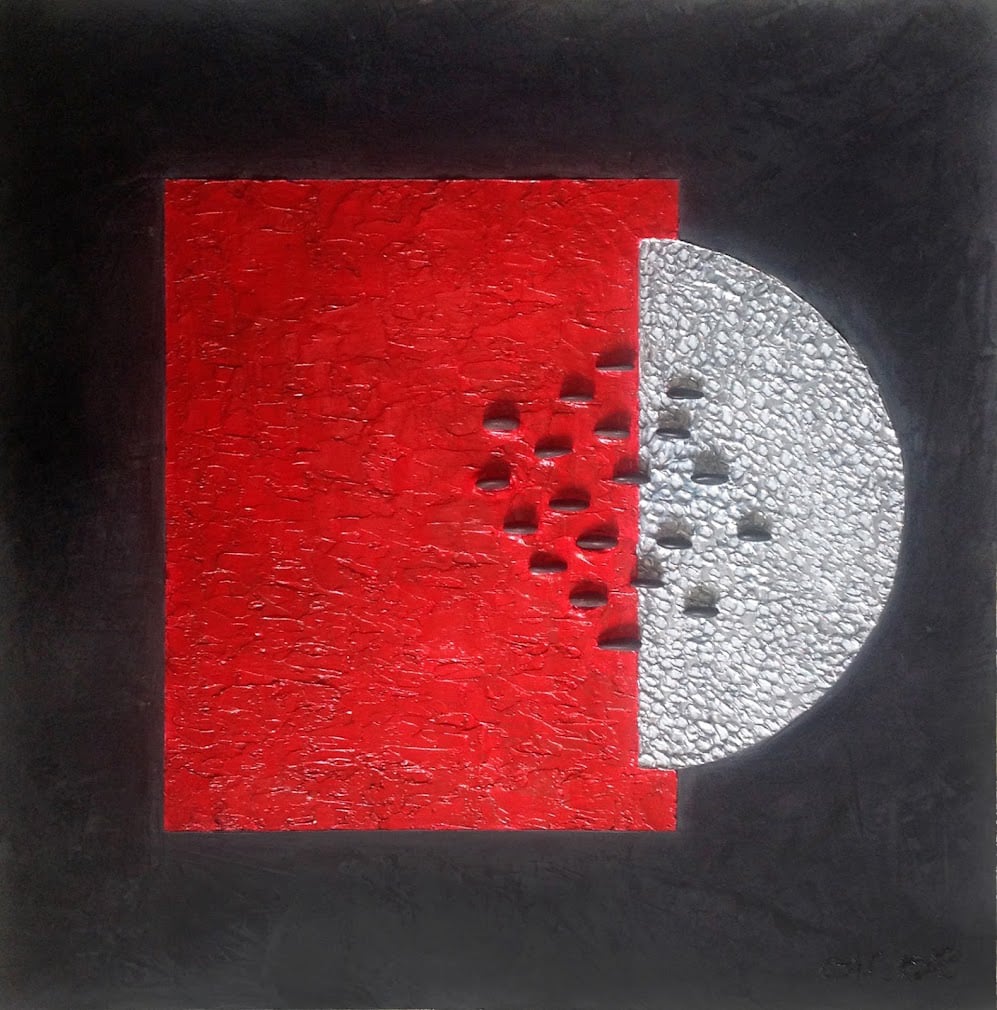 Impression argent et rouge